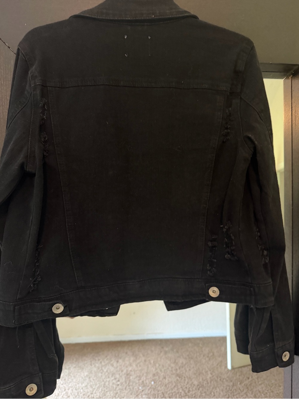 Black Distressed Denim Jacket - Women S NWOT - Picture 6 of 7